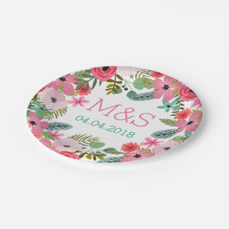 紙パーソナライズされたプレートボホフローラ手書き ペーパープレート