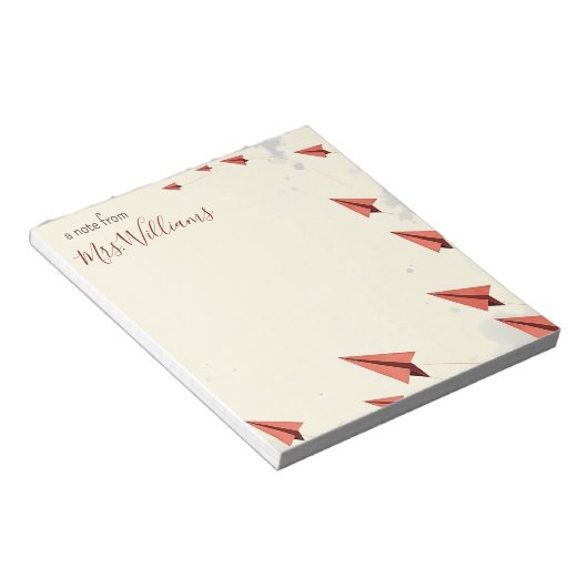 紙パーソナライズされた飛行機枠先生ギフト ノートパッド (アングル)