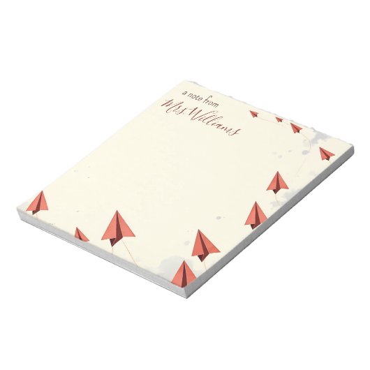 紙パーソナライズされた飛行機枠先生ギフト ノートパッド (回転)