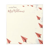 紙パーソナライズされた飛行機枠先生ギフト ノートパッド (正面)