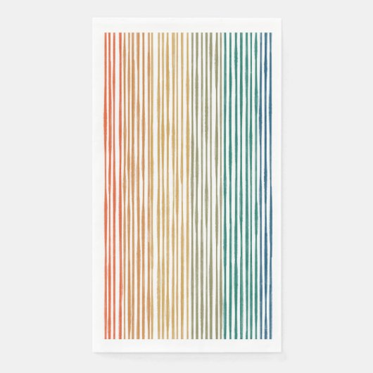 紙パーティーナプキンズウォーターカラーレインボーストライプル (正面)