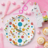 紙パーティープレートとカラフルゲッコデザイン ペーパープレート (パーティー)