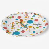 紙パーティープレートとカラフルゲッコデザイン ペーパープレート (アングル)