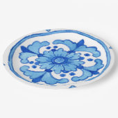 紙パーティープレートとセラミックタイルデザインP1ブルー ペーパープレート (アングル)