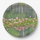 紙パーティープレート/フローラ/ピンクの睡蓮/レフレック ペーパープレート (正面)