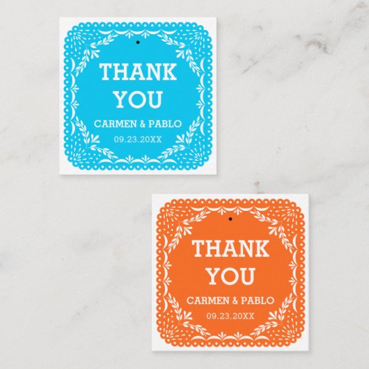 紙ピカカラフルドメキシコ結婚式の引き出物ラベル スクエア名刺 (正面/裏面)
