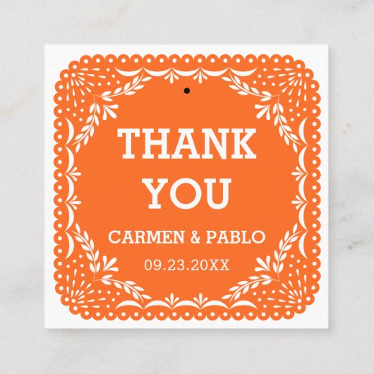 紙ピカカラフルドメキシコ結婚式の引き出物ラベル スクエア名刺 (裏面)