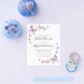 紙ピンクバタフライブライダルブランチ招待状 チラシ (シングル)