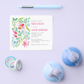 紙ピンクフローラベビーシャワー招待状 チラシ (シングル)