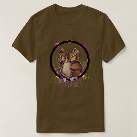 紙フクロウワイルドワールド紙シリーズ Tシャツ (デザイン正面)