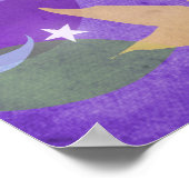 紙フクロウ – パープル – ポスタープリント ポスター (角)