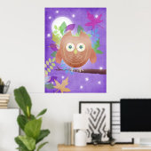 紙フクロウ – パープル – ポスタープリント ポスター (ホームオフィス)