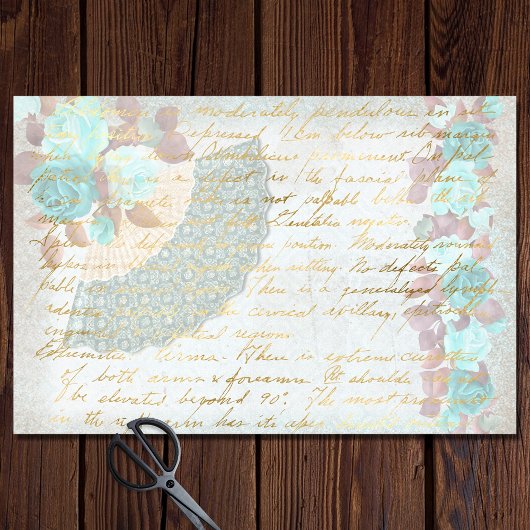 紙フビクトリアンァンターコイズバラの切り離し紙 薄葉紙