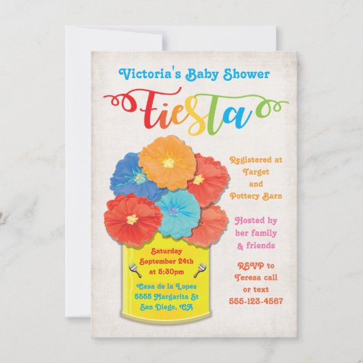 紙フラワーカンフィエスタベビーシャワー招待状 招待状 (正面)