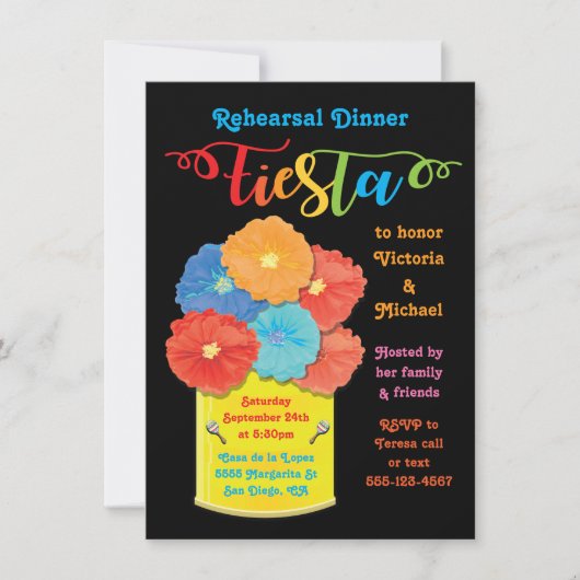 紙フラワーカンフィエスタリハーサルディナー 招待状 (正面)