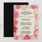 紙フラワーズピンクバルミツワー招待状招待状 招待状 (正面/裏面)