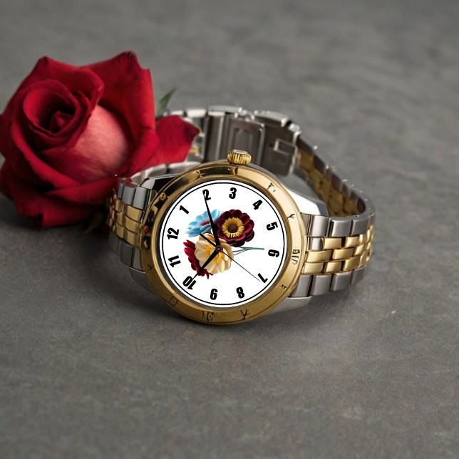 紙フラワーブーケと白黒 腕時計 (クリエイターアップロード済み)