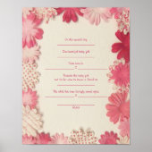 紙フラワーユダヤベビー命名誕生証明書 ポスター (正面)