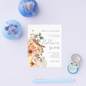 紙フローラパンプキンスクリプトハローウィンパーティホワイト チラシ (シングル)