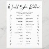 紙ブライダルシャワーパーティーゲームは彼女はむしろ チラシ (正面)