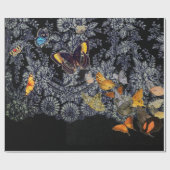 紙ブラックレース模様を蝶で包む ラッピングペーパー (フラット)