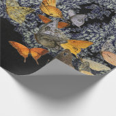 紙ブラックレース模様を蝶で包む ラッピングペーパー (角)