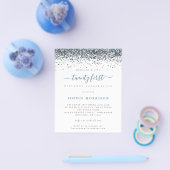 紙ブルーグリッター二十一パーティー招待状 チラシ (シングル)