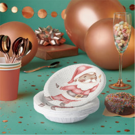 紙プレートとウォータカラーサンタ ペーパーボウル