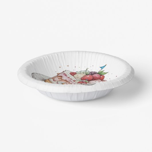 紙プレートとケーキのおいしさをイメージ ペーパーボウル (傾斜あり)