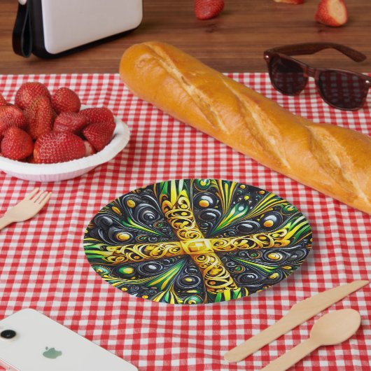 紙プレートとジャマイカカラーデザイン ペーパープレート (ピクニック)