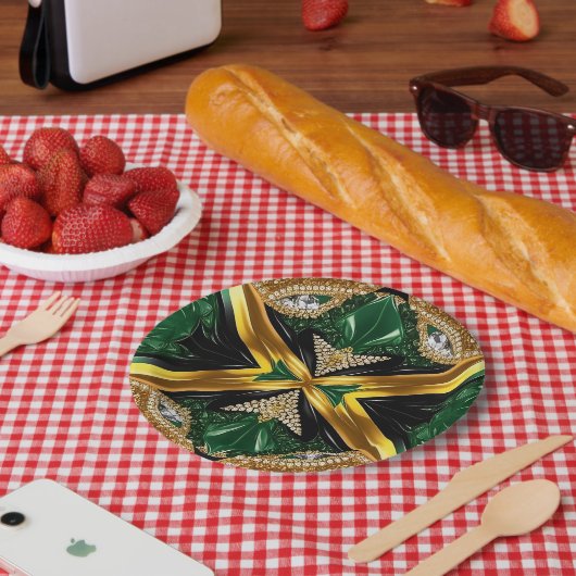 紙プレートとジャマイカカラーデザイン ペーパープレート (ピクニック)