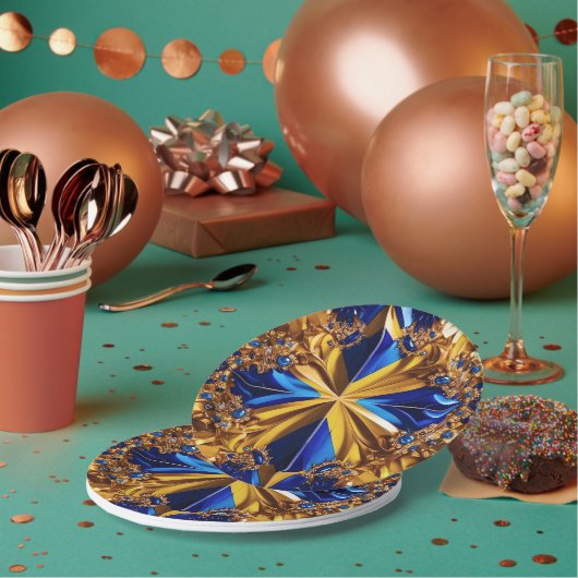 紙プレートとスウェーデンカラーズデザイン ペーパープレート (複数)