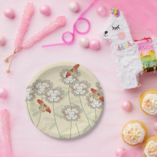 紙プレートとデジタルフローラデザイン ペーパープレート (パーティー)