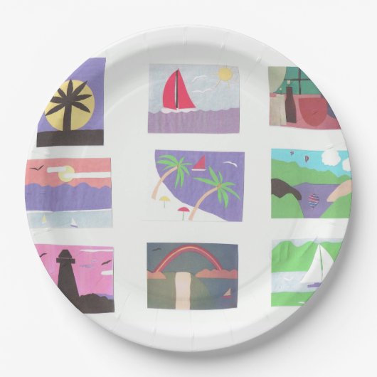 紙プレートとビーチとその他の屋外シーン ペーパープレート (正面)