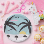 紙プレートとビーチサンライズシーン ペーパープレート (パーティー)