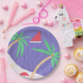 紙プレートとビーチシーン ペーパープレート (パーティー)