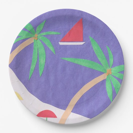 紙プレートとビーチシーン ペーパープレート (正面)