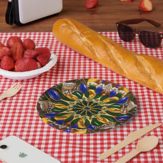 紙プレートとブラジル色デザイン ペーパープレート (ピクニック)