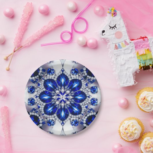 紙プレートとブルーホワイトカラーデザイン ペーパープレート (パーティー)