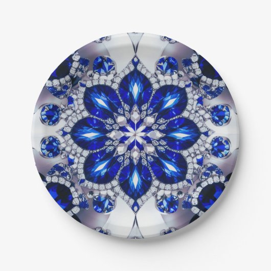 紙プレートとブルーホワイトカラーデザイン ペーパープレート (正面)