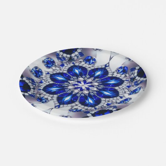 紙プレートとブルーホワイトカラーデザイン ペーパープレート (アングル)