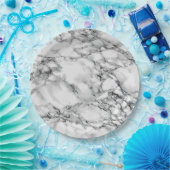 紙プレートとホワイトマーブルストーンデザイン ペーパープレート (パーティー)