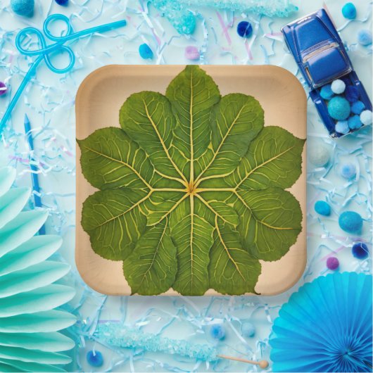 紙プレートとリーフデザイン ペーパープレート (パーティー)