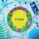 紙プレートと円形モザイクカラフルデザイン ペーパープレート (パーティー)