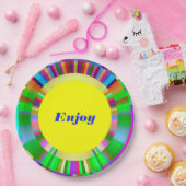 紙プレートと円形モザイクカラフルデザイン ペーパープレート (パーティー)