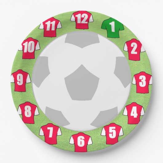 紙プレートと赤と白スポーツシャツ ペーパープレート (正面)