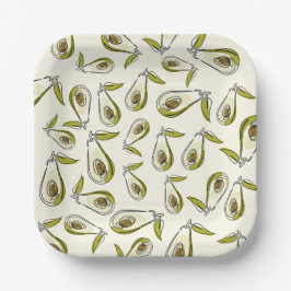 紙プレートは可愛いアボカドが特徴。 ペーパープレート