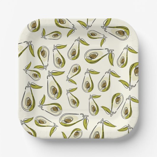 紙プレートは可愛いアボカドが特徴。 ペーパープレート (正面)