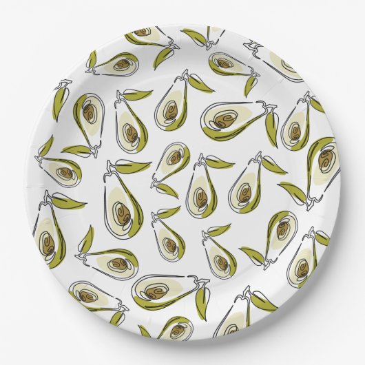 紙プレートは可愛いアボカドが特徴。 ペーパープレート (正面)