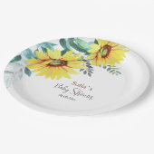 紙プレートひまわりの赤ちゃんシャワー。 ペーパープレート (アングル)